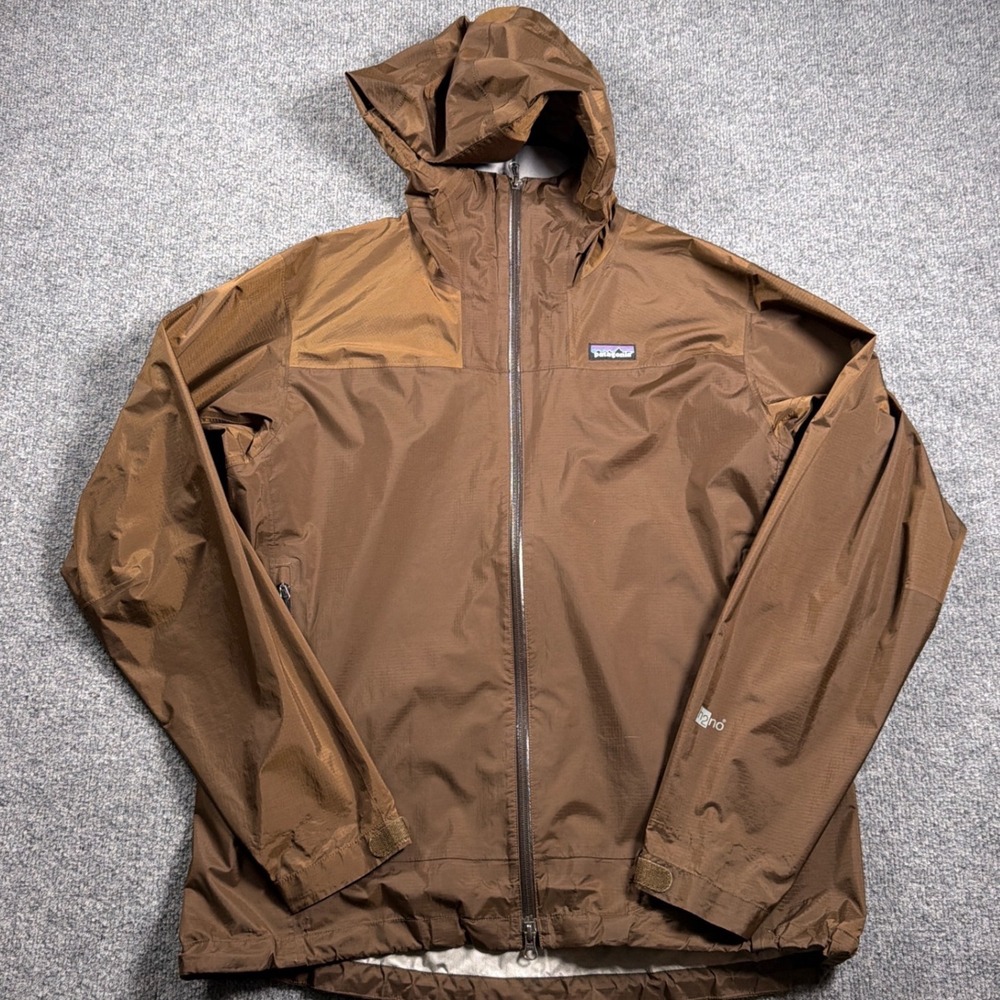 Patagonia Torrentshell Rain Jacket Mens Large Brown H2No Ripstop READ